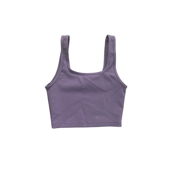 TnAction Tops - TnAction Aritzia Purple Ribbed Square Neck Crop Top Tank Womens Size 2XS Active